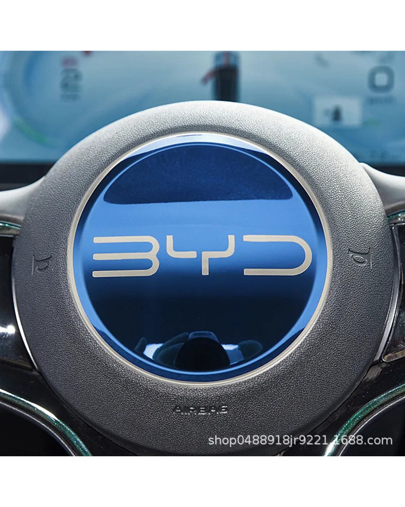 Pegatina para volante de coche, dirección de acero inoxidable para BYD