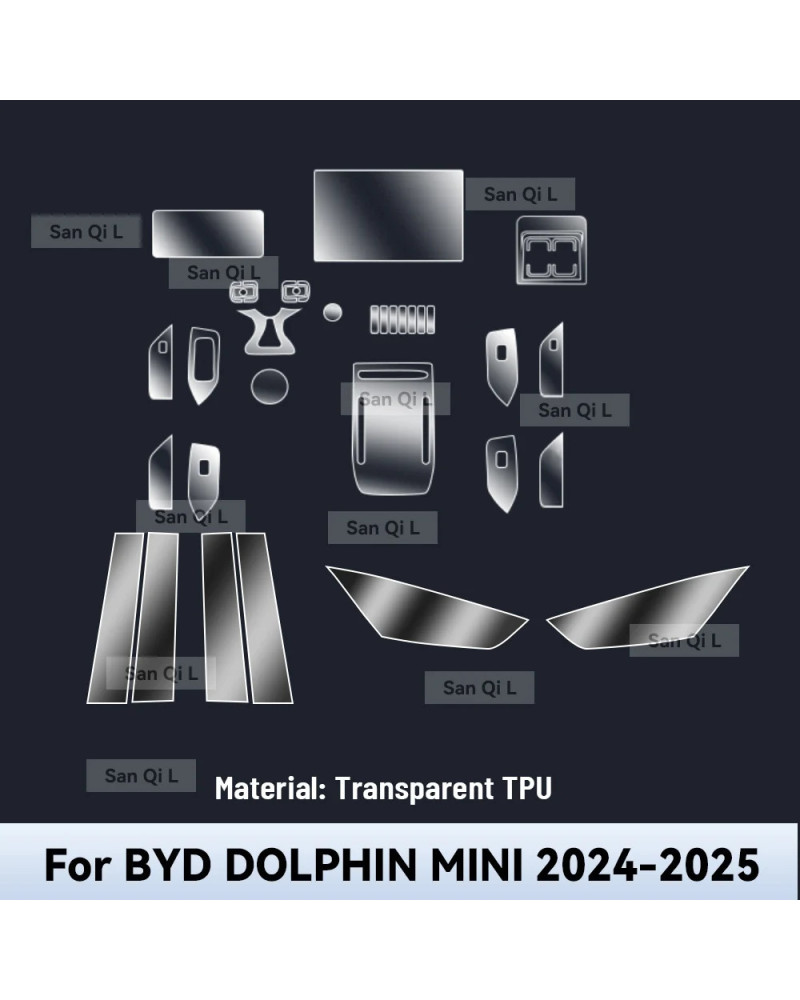 TPU transparente para BYD DOLPHIN MINI SEAGULL, consola central de coc
