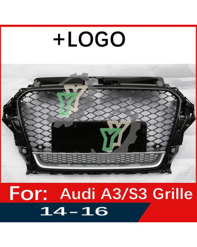 Rejilla de parachoques delantero para coche, accesorio para Audi A3/S3, 2014, 2015, 2016, 8V, Panel central, estilo superior, mo