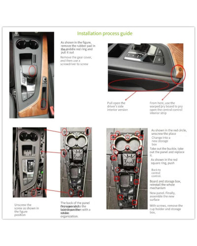 Panel decorativo de control central para Audi A4 A5 B9 interior pintura negra brillante luz central engranaje panel luz LED luz 