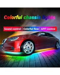 Tira de luces LED coloridas, pegatina decorativa para puerta de parachoques de coche, luz subbrillante, accesorios JDM, pieza Ex