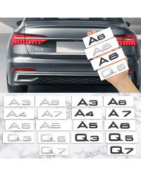 Emblema de números con letras 3D, cromado, brillante, negro, para Audi A3, A7, A5, A6, A8, Q7, A4, Q2, Q3, Q5, placa de identifi