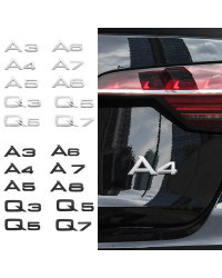 Emblema de números con letras 3D, cromado, brillante, negro, para Audi A3, A7, A5, A6, A8, Q7, A4, Q2, Q3, Q5, placa de identifi