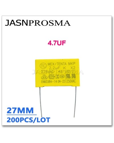 JASNPROSMA X2 275VAC 4.7UF Paso 27mm 27,5 MM 200PCS 475 10 K Condensad