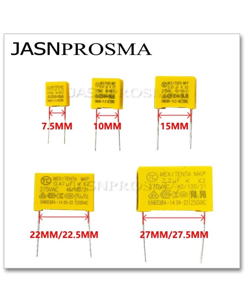 JASNPROSMA X2 275VAC 4.7UF Paso 27mm 27,5 MM 200PCS 475 10 K Condensad