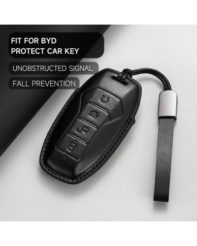 Funda de cuero genuino para llave de coche, funda para llave para BYD 