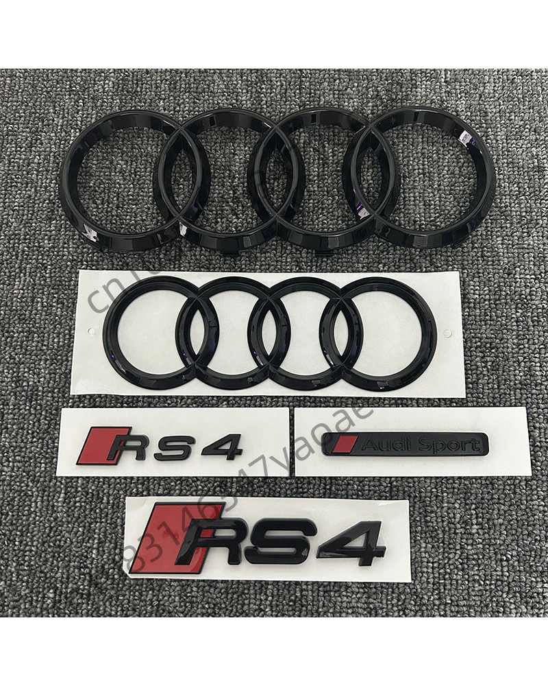 Juego de 5 unidades de insignia delantera y trasera de cuatro anillos para reacondicionamiento de Audi RS4 2016-2020, insignia t