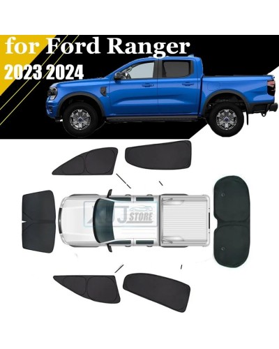 Para Ford Ranger T9 2023 2024 dedicado todo negro parasol para ventana