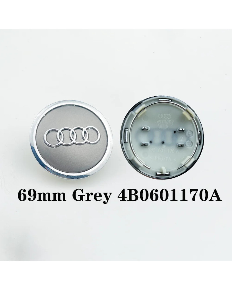 Tapa central de rueda para coche, accesorio de 4 piezas, 60mm, 61mm, 68mm, 69mm y 135mm, insignia 4B0601170 para Audi A3, A4, A5