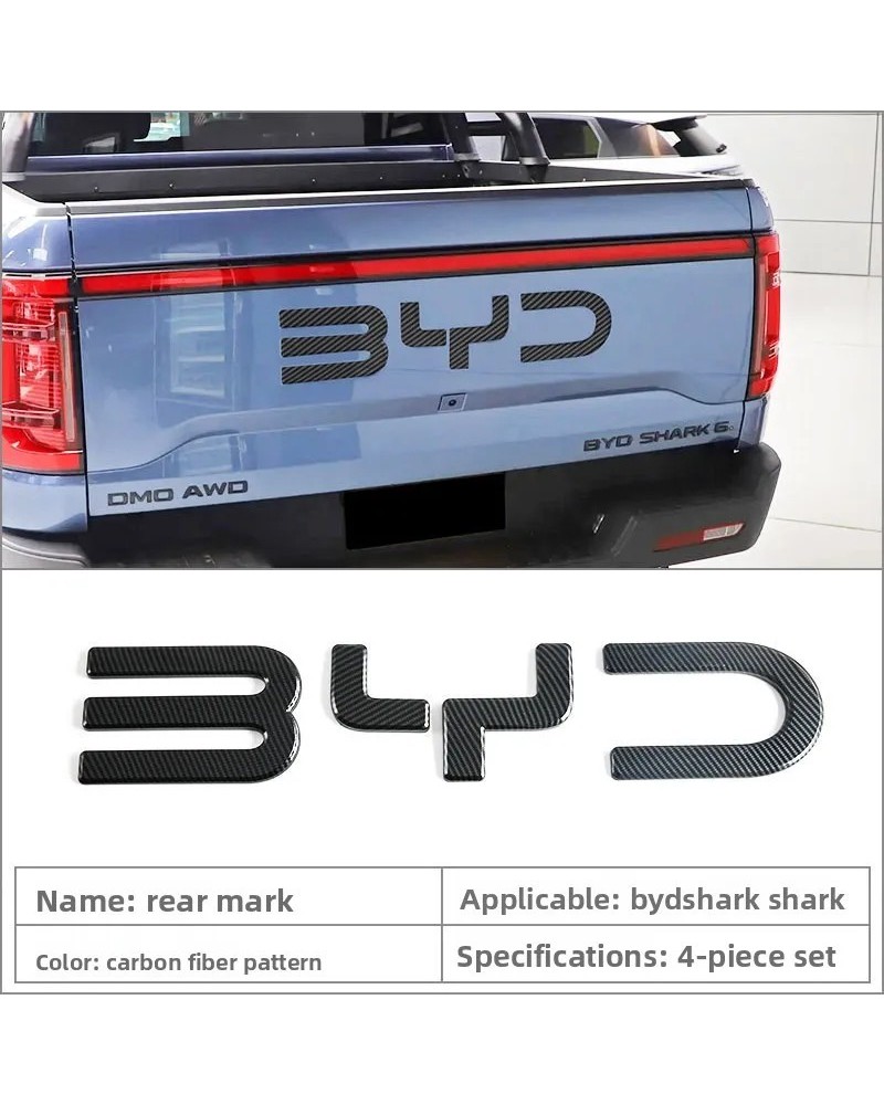 Adecuado para cubierta de insignia trasera BYD Shark 6, plástico ABS, 