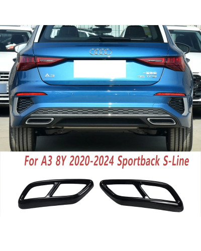 1 par de cubiertas de ajuste de escape negro brillante para Audi A3 8Y TFSI TDI s-line Sportback/Sedan 2020-2024 cubiertas de pu