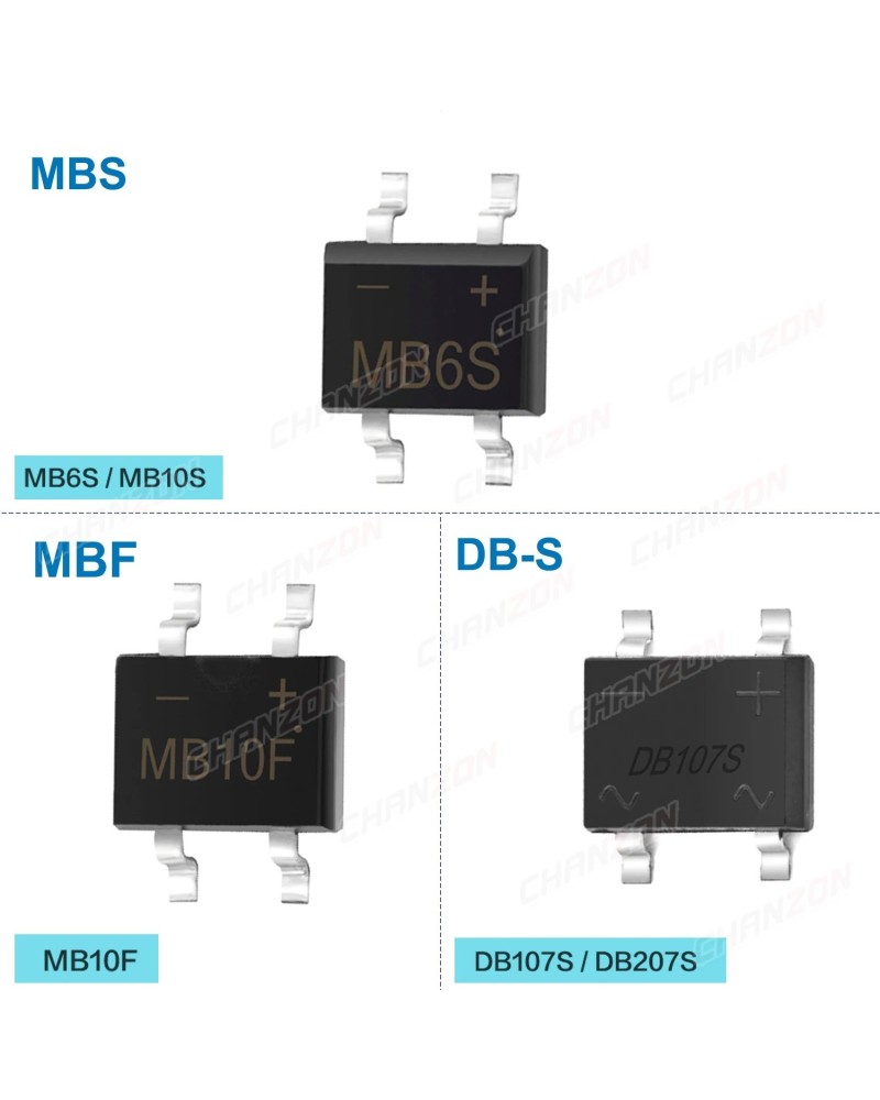Puente rectificador de diodo SMD MB6S MB10S MB10F DB107S DB207S 0.5A 1