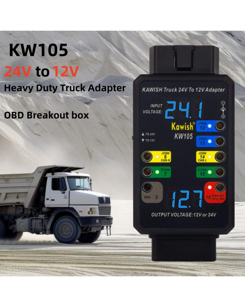 KW105 24V to 12V Heavy Duty Truck Adapter for X431 for Truck Converter