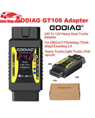 GODIAG GT106 24V to 12V Heavy Duty Truck Adapter for X431 easydiag/ Go