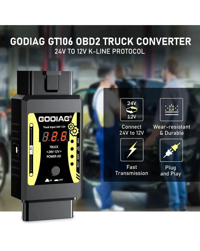 GODIAG GT106 24V to 12V Heavy Duty Truck Adapter for X431 easydiag/ Go