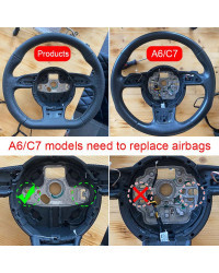 Volante totalmente perforado para Audi, volante de fondo plano, campaña, A3, A4, A5, A6, A7, Q3, Q5, Q7