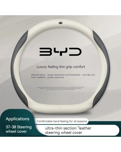 Protector de cuero genuino para volante de coche, adecuado para BYD At