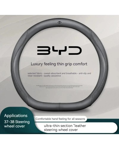 Protector de cuero genuino para volante de coche, adecuado para BYD At