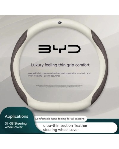 Protector de cuero genuino para volante de coche, adecuado para BYD At