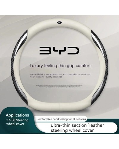 Protector de cuero genuino para volante de coche, adecuado para BYD At