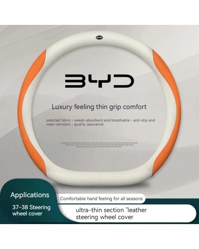Protector de cuero genuino para volante de coche, adecuado para BYD At