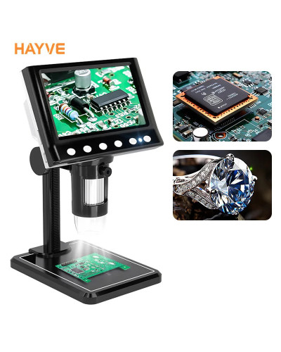 Hayve 4.3'' Digital Microscope 1600X USB Microscope 1080p Soldering Mi