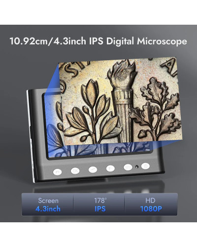 Hayve 4.3'' Digital Microscope 1600X USB Microscope 1080p Soldering Mi