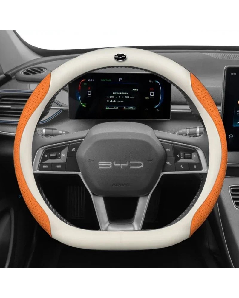 Protector de cuero genuino para volante de coche, adecuado para BYD At