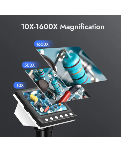 Hayve 4.3'' Digital Microscope 1600X USB Microscope 1080p Soldering Mi