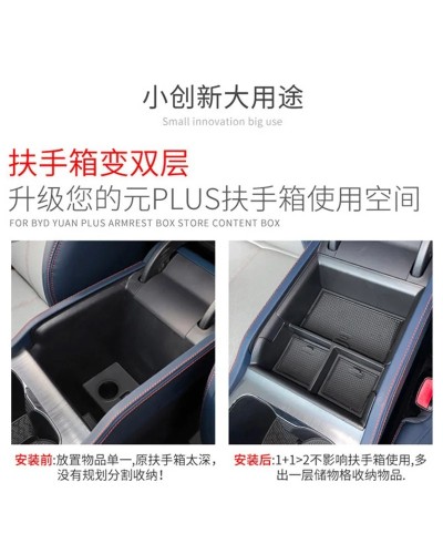 Para BYD Yuan PLUS Organizador de consola central - Bandeja de almacen