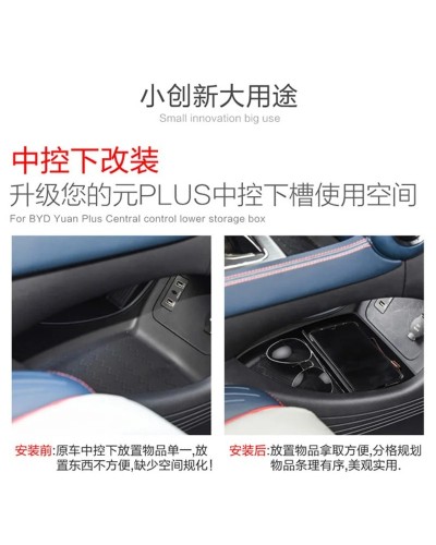 Para BYD Yuan PLUS Organizador de consola central - Bandeja de almacen
