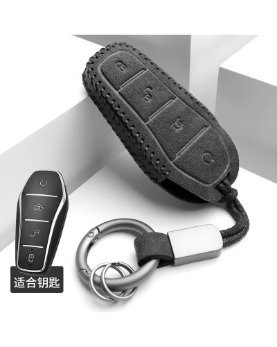 Funda de gamuza para llave de coche, soporte con hebilla para BYD Han 