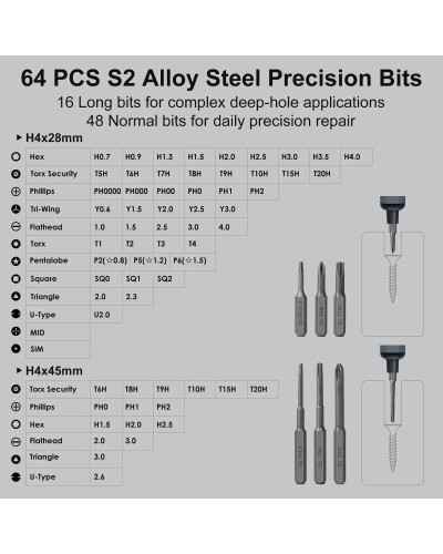 Precision Electric Screwdriver Set 68 in 1 Cordless 64 S2 Precision Dr