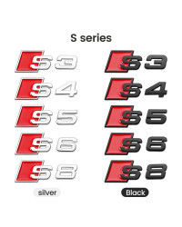 Letras de números de Metal 3D, emblema para Audi Serie S, guardabarros de coche, maletero, pegatina de logotipo trasero, Estilo 