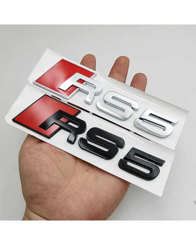 Logotipo 3D ABS negro RS3, RS4, RS5, RS6, RS7, RS8, emblema de letras, pegatina de coche, insignia de maletero trasero, calcoman