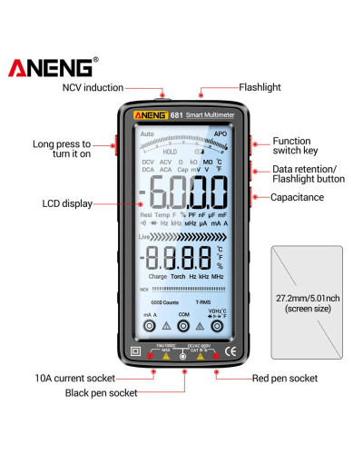 ANENG 681 Rechargable Digital Professional Multimeter Non-contact Volt