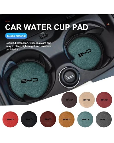 Posavasos de cuero para Interior de coche, 2 piezas, para BYD M6, G3, 