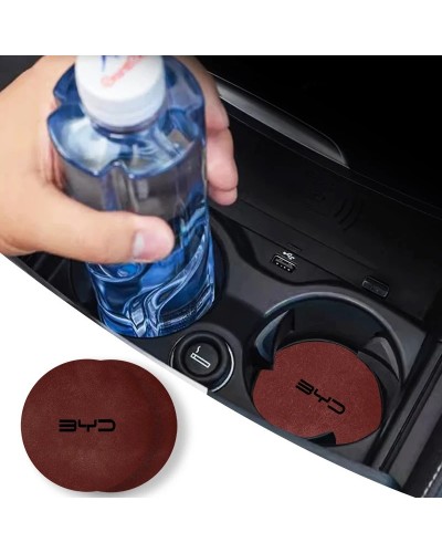 Posavasos de cuero para Interior de coche, 2 piezas, para BYD M6, G3, 