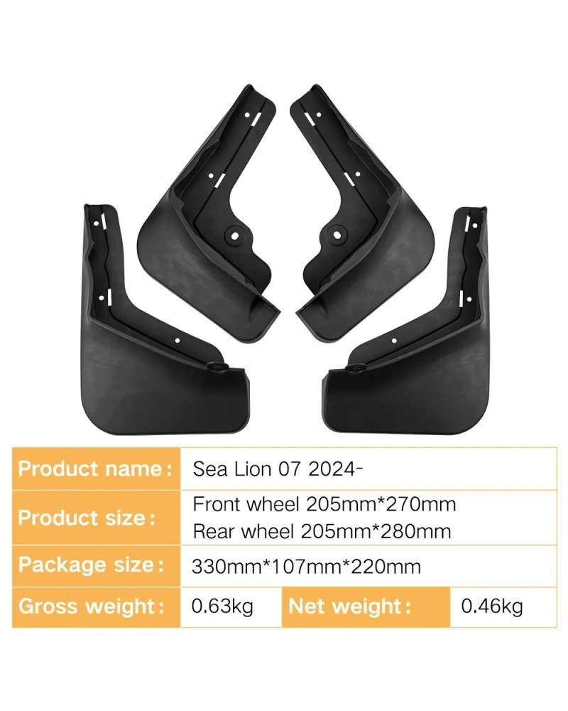 4 Uds guardabarros de coche para BYD Sealion 7 EV 2025 2026 guardabarr