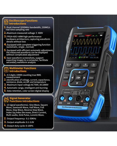 FNIRSI 2C53T 2C23T Upgrade 3in1 Oscilloscope Multimeter Signal Generat