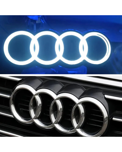 Luz de estado estático de rejilla LED para coche, emblema de insignia plateado negro para AUDI A3, A4, A5, A6, A7, A8, S3, S4, S