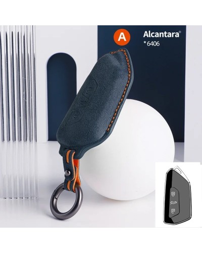 Funda de gamuza Alcantara para llave de coche, carcasa para Volkswagen