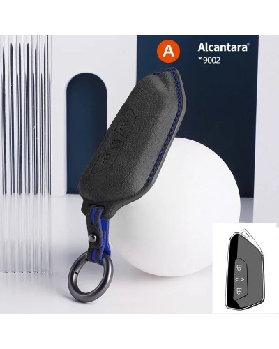 Funda de gamuza Alcantara para llave de coche, carcasa para Volkswagen