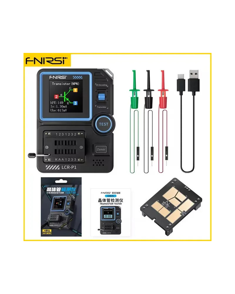 FNIRSI LCR-P1 Transistor Tester Diode Triode Capacitance Resistance Me