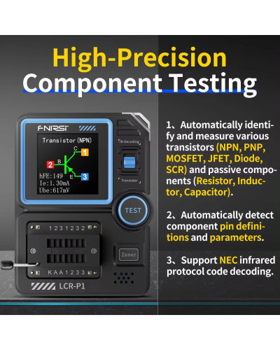 FNIRSI LCR-P1 Transistor Tester Diode Triode Capacitance Resistance Me