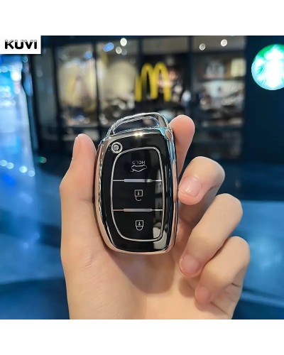 Funda para llave de coche de TPU de 3 botones para Hyundai Tucson Sant