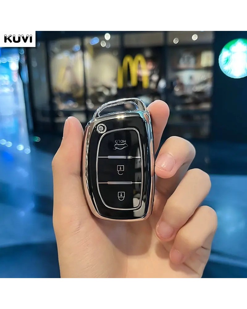 Funda para llave de coche de TPU de 3 botones para Hyundai Tucson Sant