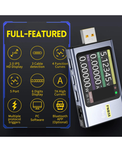 FNIRSI-FNB58 USB Tester Voltmeter Ammeter TYPE-C Fast Charge Detection