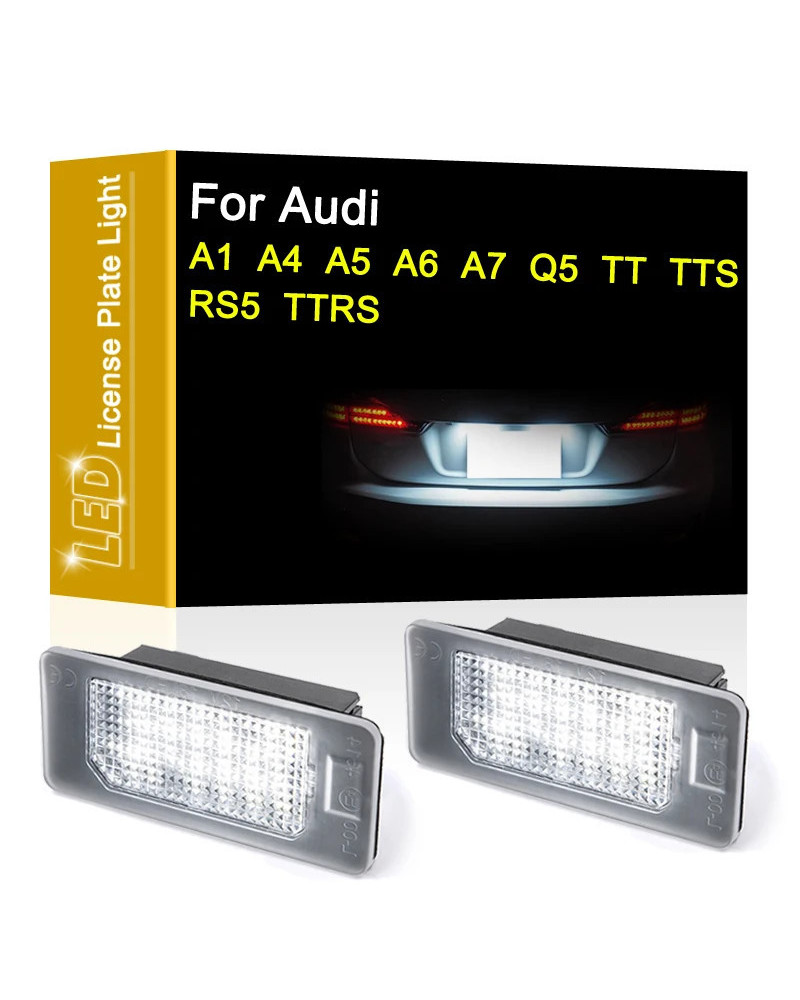 Lámpara de matrícula LED de 12V para Audi A1 A4/B8 A5/S5 A6/S6 A7 Q5 TT TTS RS5 TTRS, montaje de luz de matrícula blanca