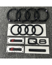 6 unids/set adecuado para reajustar la insignia de cola Quattro del logotipo de cuatro anillos delantero y trasero de Audi Q8 20